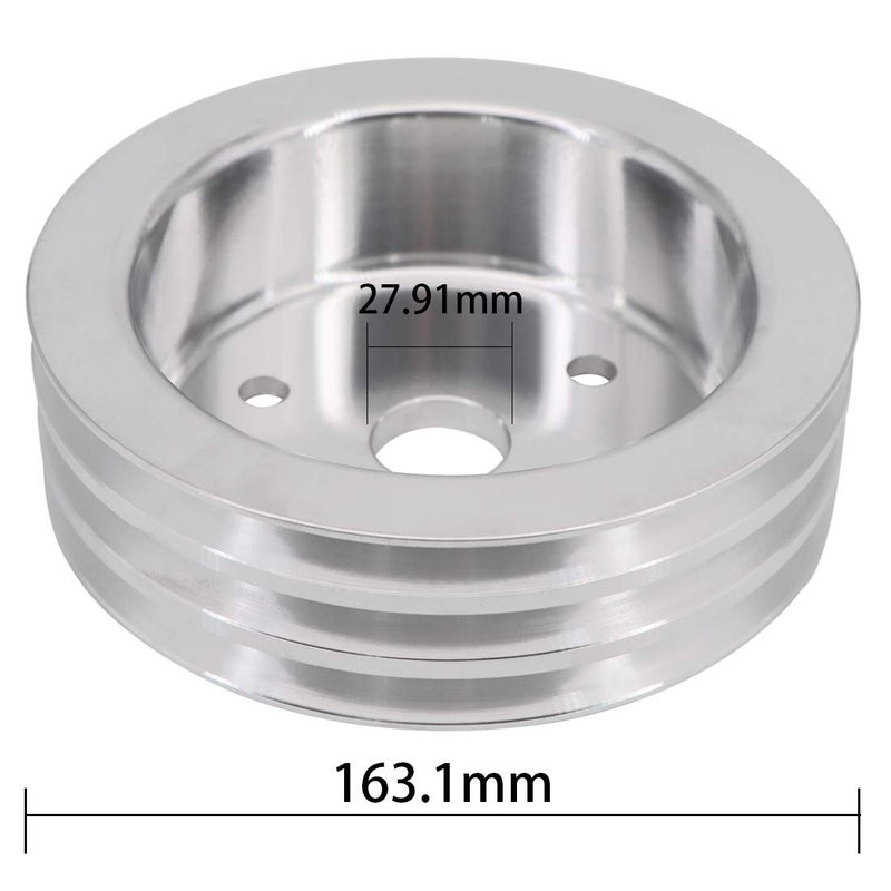 KIPA Aluminium triple groove crankshaft pulley For SB Chevy SBC 350 Crank SWP Short Small Block Chevy with a Short Water Pump 6.6" Satin Aluminium Finish Durable 3-Groove #8858 - Image 3